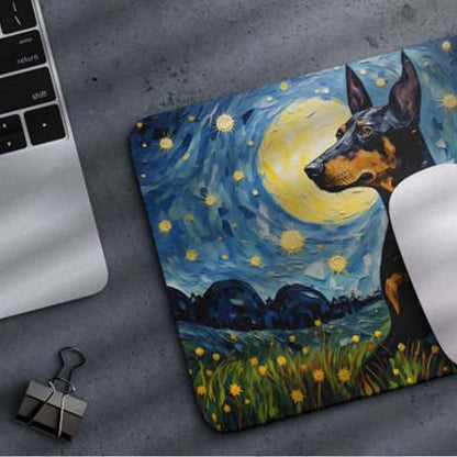 Starry Night Doberman Dog Mouse Pad for Home Office Gaming Working Desk Computer Desktop Accessories Non-Slip Rubber Mouse Pad for Dog Lovers (Doberman)
