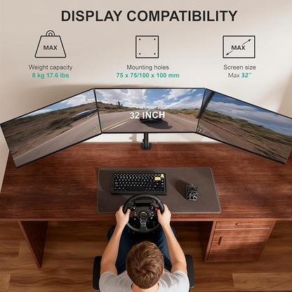 WALI Triple Monitor Mount for 13-32 inch Screens, up to 17.6 lbs per Arm | Adjustable 3 Monitor Desk Mount with Swivel, Tilt, Rotation, Triple Monitor Stand for Desk, VESA 75/100mm (GSDM003), Black