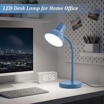 LED Desk Lamp with Flexible Gooseneck, Eye-Caring 4.5W Energy-Saving Study Lamps, Anti-tip Heavy Duty Bedside Reading Light, Desk Lamps for College Dorm Room, Home Office, Modern Lamp with 1.6m Cord