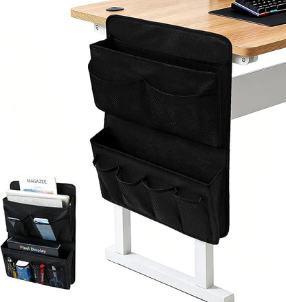 Desk Side Storage, Sesktop Storage Pouch, Drill-free Laptop Holder, Clip-on Multifunctional Laptop Stand with Pen Holder, Hanging Desktop Storage Rack for Home Offices