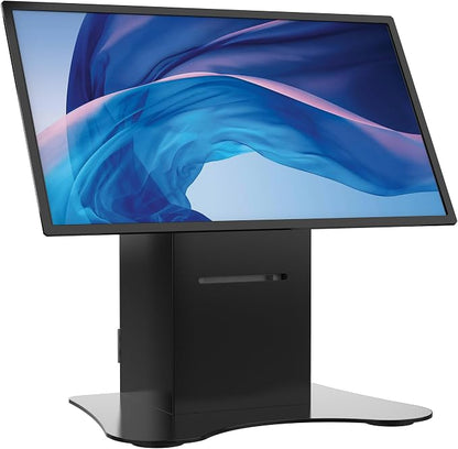 CTA Digital Tabletop VESA Mount with Printer Compartment VESA Compatible Desk Mount with Printer Shelf Compartment for Retail POS, Ordering Screens and More - Black - (ADD-PARAFPDM)