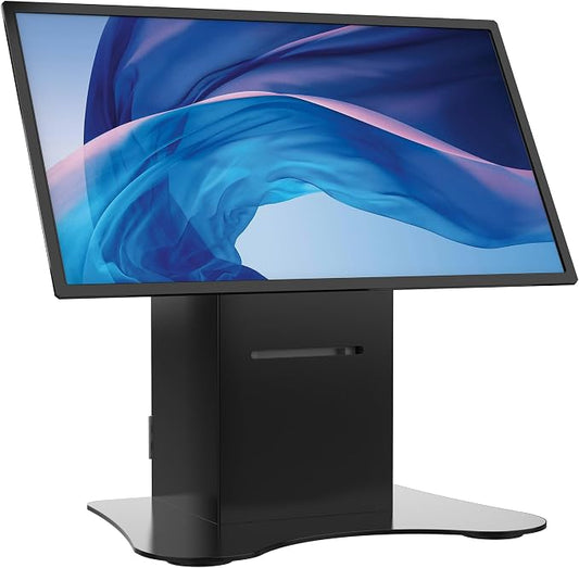 CTA Digital Tabletop VESA Mount with Printer Compartment VESA Compatible Desk Mount with Printer Shelf Compartment for Retail POS, Ordering Screens and More - Black - (ADD-PARAFPDM)