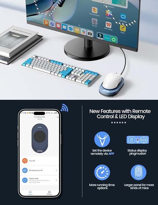 Vaydeer M4 Utra Mouse Mover with APP, Undetectable Mouse Jiggler Device with Remote Control and Timer Function, Driver-Free Shaker Wiggler Mouse Movement Simulation for Computer Awakening-Dark Purple