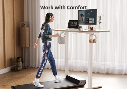 YDN Electric Standing Desk Adjustable Height, 32 x 19 Inches Stand up Desk with Cable Management, Home Office Desks with Splice Board & White Frame, Nature Top