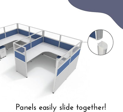 SUNLINE Office Cubicle Kit - Modular Office Furniture Kit with 7 Layout Options, Adjustable Panels and Mobile Storage, Easy-Assembly Desk System for Modern Workspaces - Blue