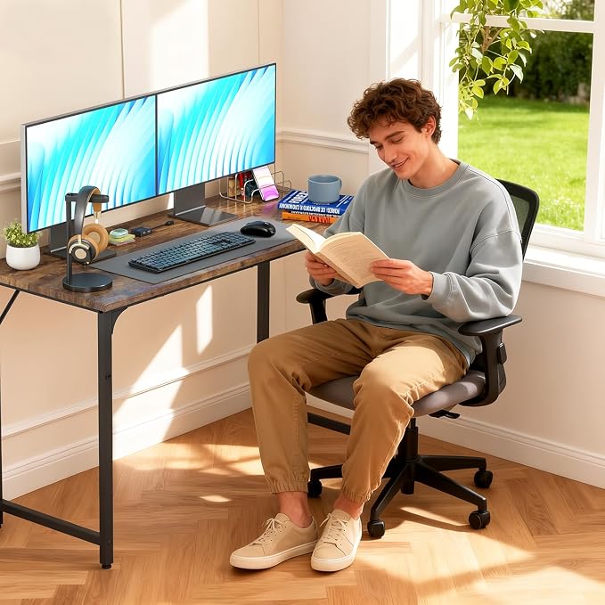 BestOffice Computer Desk,Home Office Desk, Modern Simple Style for Home Office Study Writing (Vintage, 47 Inch)