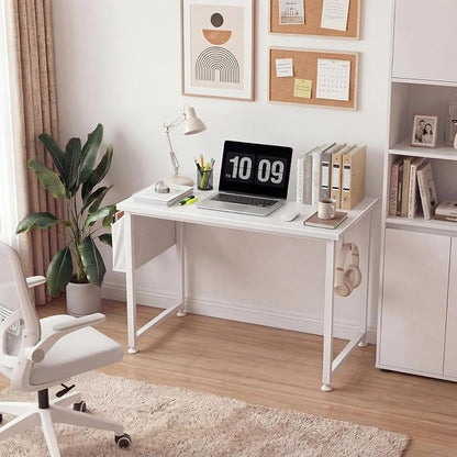 Lufeiya White Small Desk for Bedroom - Student Kids Study Writing Table for Home Office Bedroom Small Spaces 32 Inch Modern Mini Laptop PC Computer Desks, White