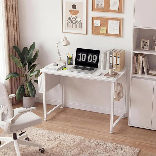 Lufeiya White Small Desk for Bedroom - Student Kids Study Writing Table for Home Office Bedroom Small Spaces 32 Inch Modern Mini Laptop PC Computer Desks, White