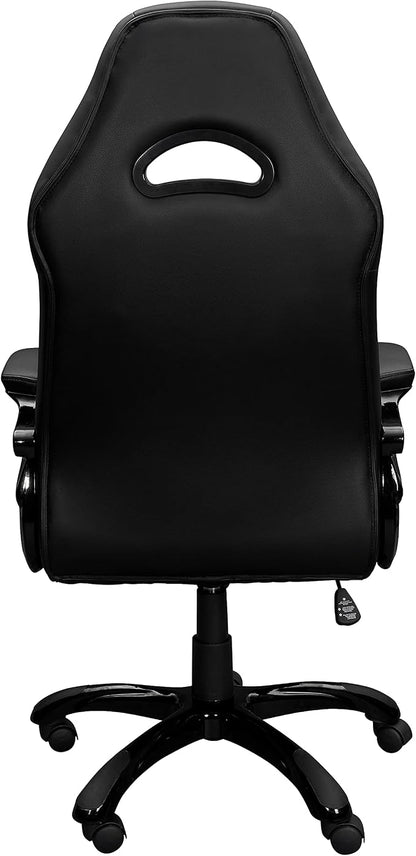 Techni Mobili PU Leather Executive Chair with Padded Armrests, Height Adjustable Racing Style Office Chair with Tilt Control, Black