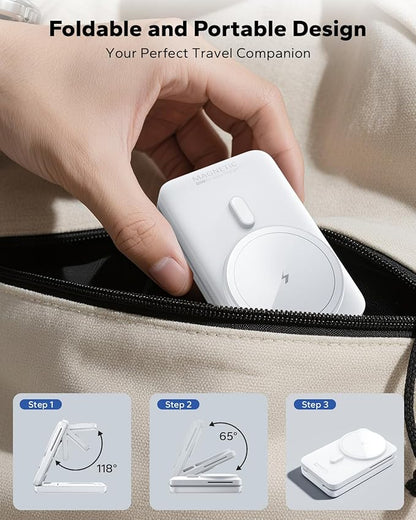 KPON 3-in-1 for Magsafe Charging Station, Foldable Travel Charger Stand for Apple, Wireless Magnetic Charging Dock for Multiple Devices iPhone 17 16 15 14 13 12 Series/Apple Watch/Airpods