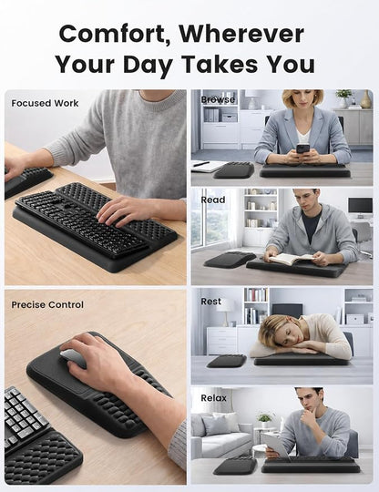 Vaydeer Keyboard Stand and Mouse Pad Set with Wrist Rest, Soft Memory Foam Wrist Support, Ergonomic Wrist Cushion for Desk, Relieves Carpal Tunnel Pain, Palm Hand Typing for Office, Home, Gaming