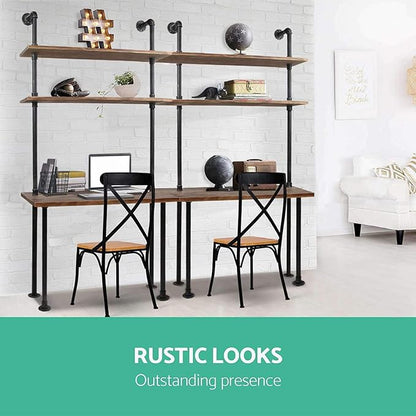 Industrial Style Office Decor,Computer Desk 47.2"×20"×79" with 2-Tier Storage Pipe Shelves,Bookshelf Laptop Desk,Studying Writing Table Workstation with Hutch for Home Ofiice