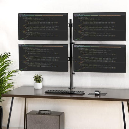 WALI Quad Monitor Desk Mount, 4 Monitor Stand Fits Heavy Duty Computer Screen up to 27 inch, Full Adjustable Arm Holds up to 22 lbs per Arm (M004), Black