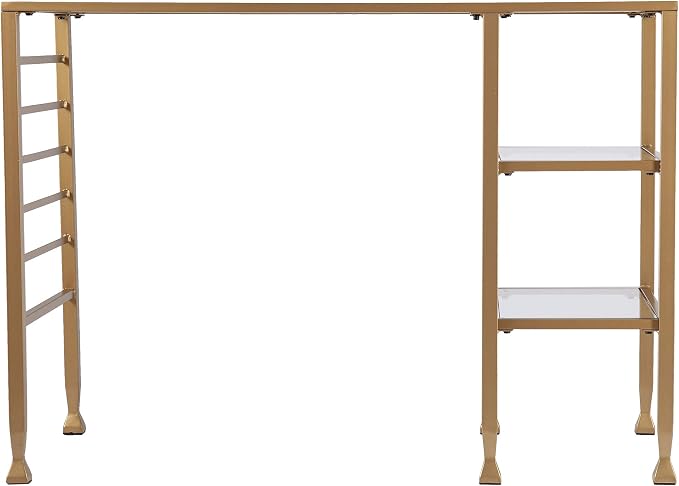 SEI Furniture Jaymes Gold Metal/Glass Writing Desk, Soft Gold