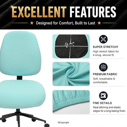 DIVA EN CAMINO DEC Stretchable Desk Office Chair Seat Covers - Universal Stretch Computer Chair Slipcover - 180GSM Washable Rotating Backrest Coverings & Cushion Protectors for Dogs, Cats, Pets