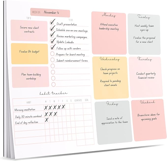 Lamare Weekly Planner Notepad – Premium Undated Weekly To Do List Notepad