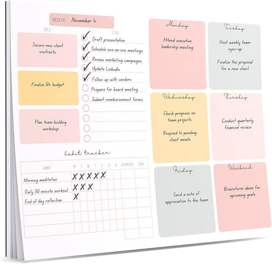 Lamare Weekly Planner Notepad – Premium Undated Weekly To Do List Notepad
