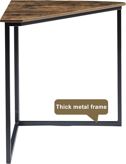 VECELO Ϲоrnеr Desk, Corner Tables for Living Room for Small Space Triangle Computer Desk with Steel Frame Ϲоrnеr Shelves with Metal Frame Ϲоrnеr Writing Desk for Workstation Set of 2 Brown 33.1"