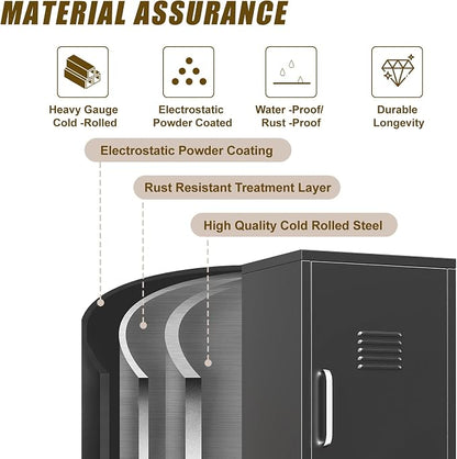 erosoei 47.24" H Metal Locker Storage Cabinet, Office Locker with 3 Adjustable Shelves, Steel Cabinet with 1 Door, High Legs Organizer for Home Office, Kitchen, Living Room, Bedroom and Bathroom