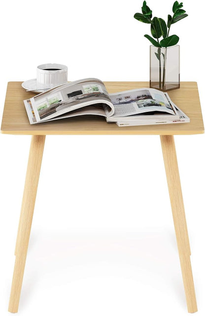 Furinno Theo Side Tables, Sqaure Small End Table with 4 Sturdy Legs, for Living Room, Oak