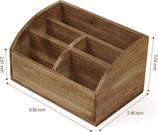 OKSQW Wooden Desk Organizer, Solid Wood Pen Holder for Desktop Organizer, No Need Assembly, Home Office Supplies Workspace Organizers Mail Holder Remote Control Countertop Storage Box