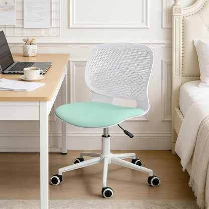 Home Office Chair, Armless Mid-Back Computer Desk Chair with Breathable Backrest and Padded Cushion, Height Adjustable Swivel Ergonomic Task Chair for Home, Work, Study