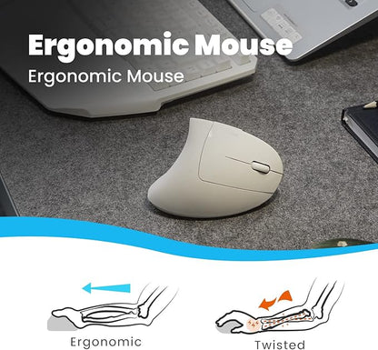 Perixx PERIMICE-713W Wireless Ergonomic Vertical Mouse - 2.4G Spec with USB Receiver - On/Off Switch - 6 Buttons Right Handed Design - White