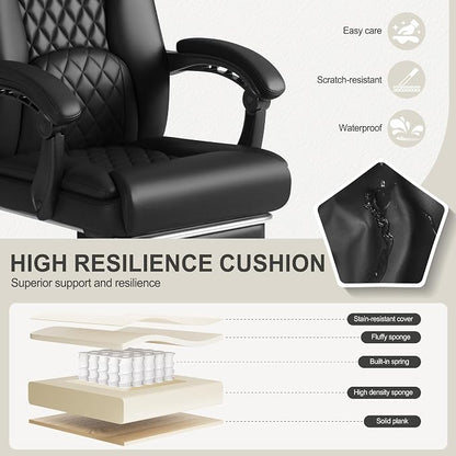 Homall Executive Home Office Chair with Lumbar Support,400lbs Adjustable Ergonomic High Back Office Chair Reclining Managerial Chair for Home Office (Black)