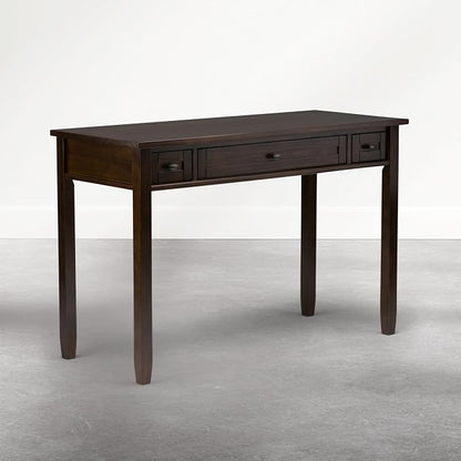 SIMPLIHOME Warm Shaker Desk - 48 Inch Wide Solid Wood Writing Desk in Mocha Brown, Transitional Home Office Computer Table for Workspace or Study with Flip-Down Keyboard Tray and 2 Drawers