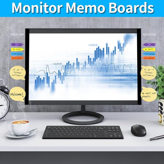 Monitor Memo Board, 4PCS Transparent Computer Monitor Side Panel Creative Desktop Memo Board, Acrylic Desktop Computer Sticky Note Holder for Home Office