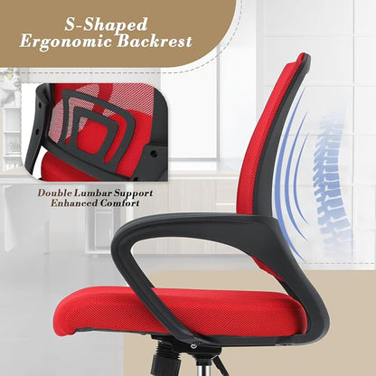 Office Chair Ergonomic - Mesh Desk Chair with Lumbar Support & Wide Seat (300Lbs Capacity) Adjustable Height, Swivel Wheels - for Home Office, Gaming, Bedroom