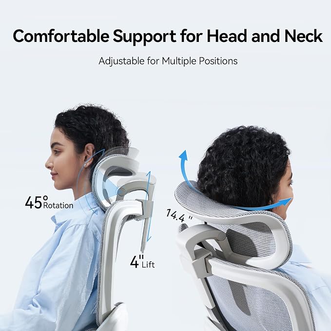 SIHOO B100 SE Office Chair, Desk Chair with Adaptive Lumbar Support & 2D Flip-up Armrests, 135° tilt Soft Memory Foam Erogonomic Chair for Home Office,Hold 300 LBS-White