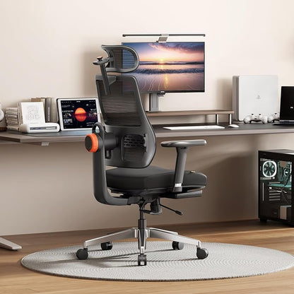 Newtral Mesh Ergonomic Office Chair, Auto Lumbar Support, 5D Headrest, 4D Armrest, Footrest, 136° Recline, Adjustable Seat, 330lbs Heavy Duty Desk Chair for Home Office Gaming