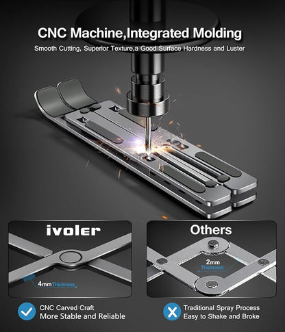 ivoler Laptop Stand, Laptop Holder Riser Computer Tablet Stand, 6 Angles Adjustable Aluminum Ergonomic Foldable Portable Desktop Holder Compatible with MacBook,iPad, HP, Dell, Lenovo 10-15.6” Gray