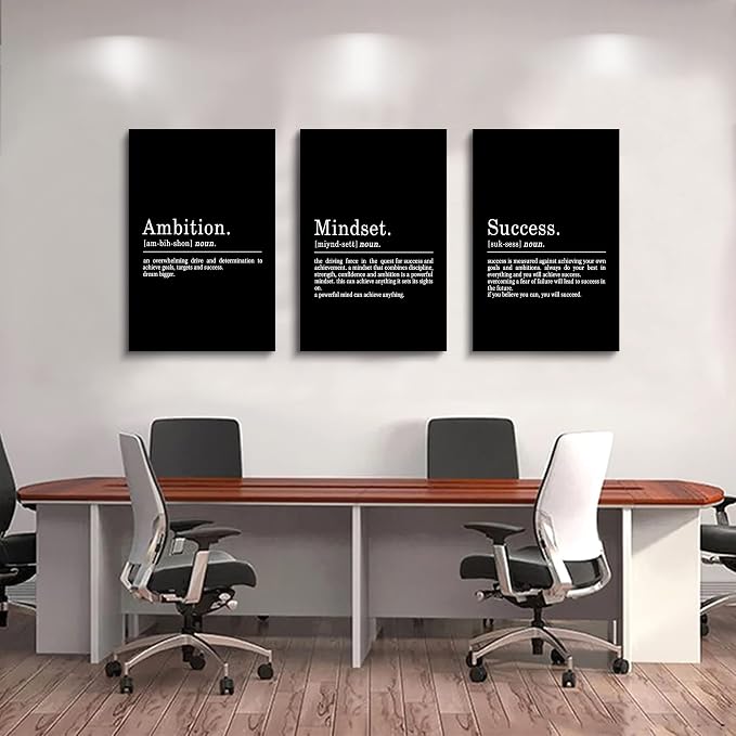 Inspirational Canvas Painting Wall Art -EPHANY ART, Motivational Wall Art Success Framed Entrepreneur Poster Positive Quotes Wall Poster for Home Office Workplace (M-3pcs,16x24inchx3pcs)