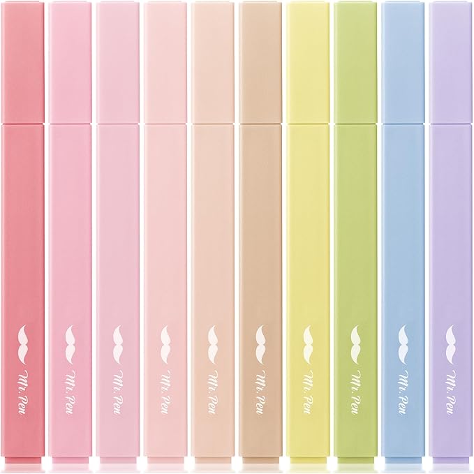 Mr. Pen- Aesthetic Highlighters No Bleed, 10 Pack, Assorted Colors | Chisel Tip, Cute Highlighters Assorted Colors for Journaling, Highlighting, Underlining, Fast Dry, Back to School Supplies