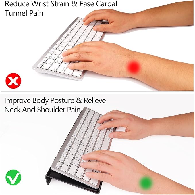 Egchi Acrylic Computer Keyboard Stand for Desk, Keyboard Riser Tilt Lift, Keyboard Holder for Desktop, Desk Keyboard Lifter（Black）
