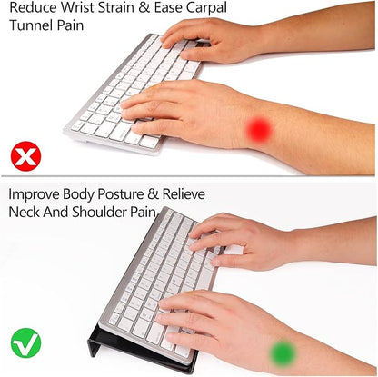 Egchi Acrylic Computer Keyboard Stand for Desk, Keyboard Riser Tilt Lift, Keyboard Holder for Desktop, Desk Keyboard Lifter（Black）
