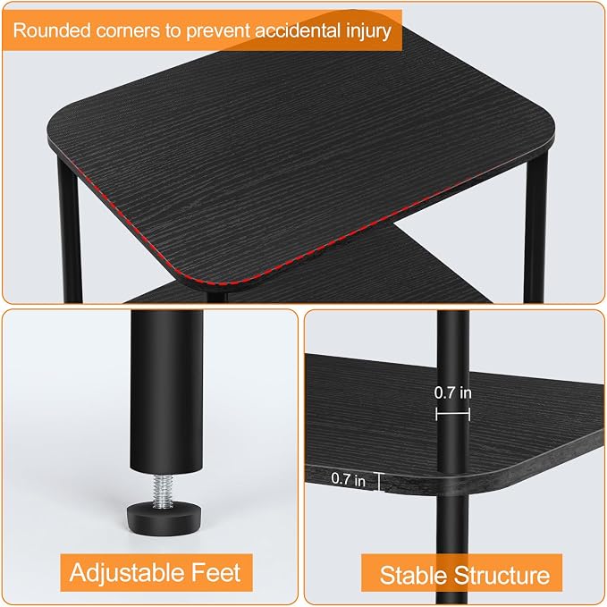 BTY Tall Side Table 3 Tier End Table, 30 Inch H Small End Table with Storage Shelves, Tall Nightstand for Small Spaces Living Room, Bedroom, Home Office,3 Tier Slim Telephone Table