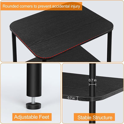 BTY Tall Side Table 3 Tier End Table, 30 Inch H Small End Table with Storage Shelves, Tall Nightstand for Small Spaces Living Room, Bedroom, Home Office,3 Tier Slim Telephone Table