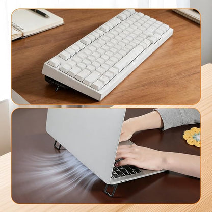 2PCS Plastic Portable Keyboard Riser, Mini Foldable Laptop Keyboard Stand with 2 Angle Settings and Self-Adhesive Foldable Feet, Adjustable Notebook Holder for Most Keyboards (Black)