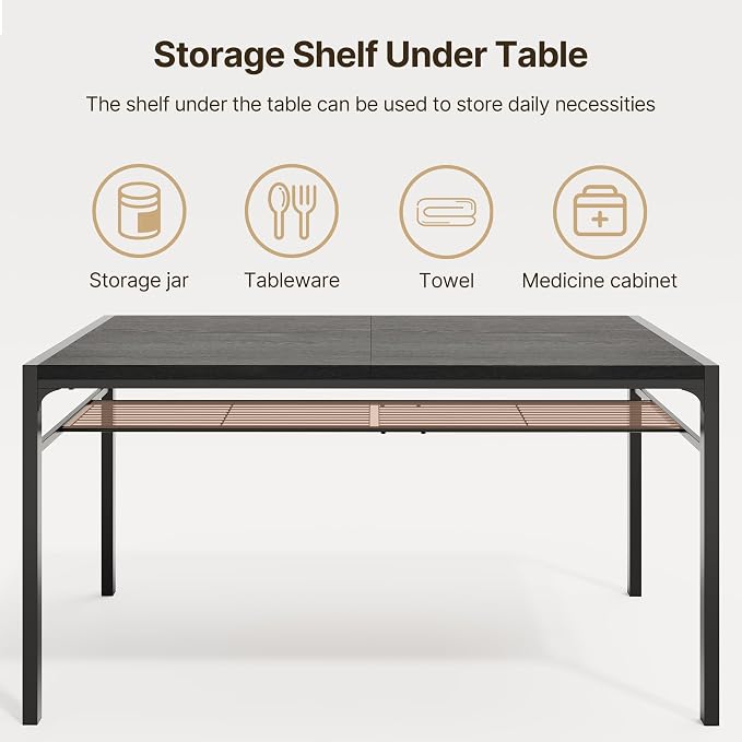 Gizoon Dining Table Set for 6 with Chairs, 7-Piece Kitchen Table Set for Small Space, Apartment, Kitchen, Dining Room, Space-Saving