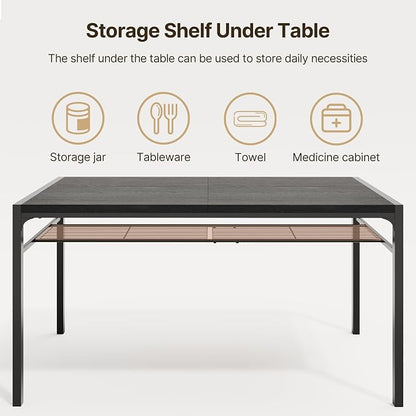 Gizoon Dining Table Set for 6 with Chairs, 7-Piece Kitchen Table Set for Small Space, Apartment, Kitchen, Dining Room, Space-Saving