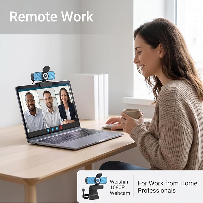 1080P Webcam for PC – Complete Your Setup, Built for Every Need | Plug and Play in Seconds, Crystal Clear Video, Noise-Canceling Mic, Works on Any Platform, Privacy Cover, Clip & 5ft Cable