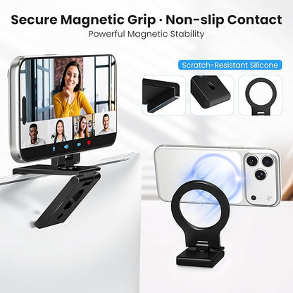 Itramax Continuity Camera Mount for iMac,360° Foldable Portable Desktop Monitor Screen iPhone Webcam Stand Holder for MagSafe iPhone 17 Pro Max Air 17e 16 15 14 13 12 Mini 11 XR XS,MacBook,Apple TV 4K