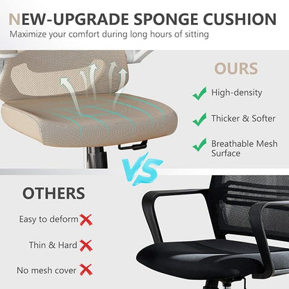 balmstar Ergonomic Office Chair Desk Chair - Mesh Computer Chair with 360° Swivel Wheels, Adjustable 90-130° Recline & Lumbar Support for Home Office, Supports up to 350lbs