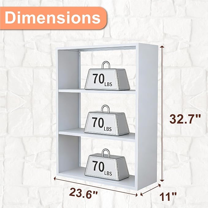 OSEILLC 4-Tier Steel Standing Book Shelf, Multipurpose Open Storage Rack for Entryway, Living Room, Bedroom, Garage，Metal Bookshelf (White, 32.7" Hx23.6 Wx11 D)