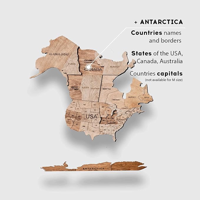Enjoy The Wood 3D Wooden World Map Wall Art - Large Travel Map with Pins for Art Decor - Decorative Map of the World for Home, Office - Travel Wall Art Housewarming Gift Idea (Terra, L, Unframed)