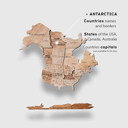 Enjoy The Wood 3D Wooden World Map Wall Art - Large Travel Map with Pins for Art Decor - Decorative Map of the World for Home, Office - Travel Wall Art Housewarming Gift Idea (Terra, 3XL, Unframed)