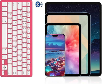 OMOTON Ultra-Slim Bluetooth Keyboard for iPad 11th/10th/9th/8th/7th, iPad Pro/Air/Mini and iPhone Series, Wireless iOS Keyboard with 12 Multimedia Keys for Office, Home, Travel, School,Red